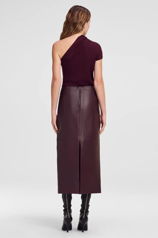 A.L.C. Marta Leather Midi Skirt - Dark Bordeaux