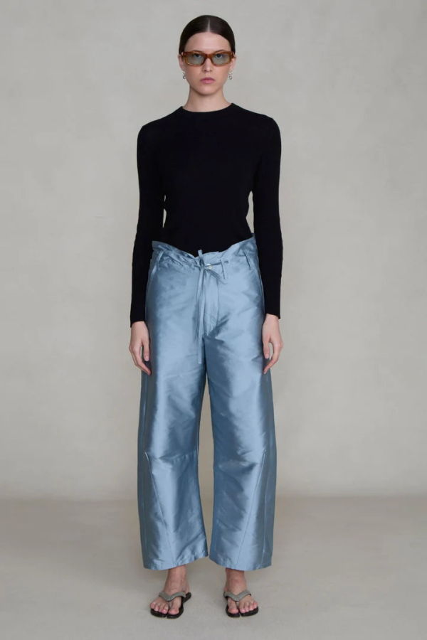 Chan Luu Techno Taffeta Barrel Pant - Bath Blue