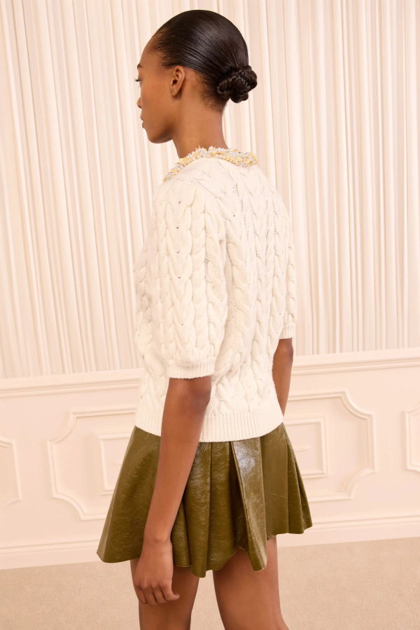 Ulla Johnson Olivia Short Sleeve Knit Cardigan - Pearl