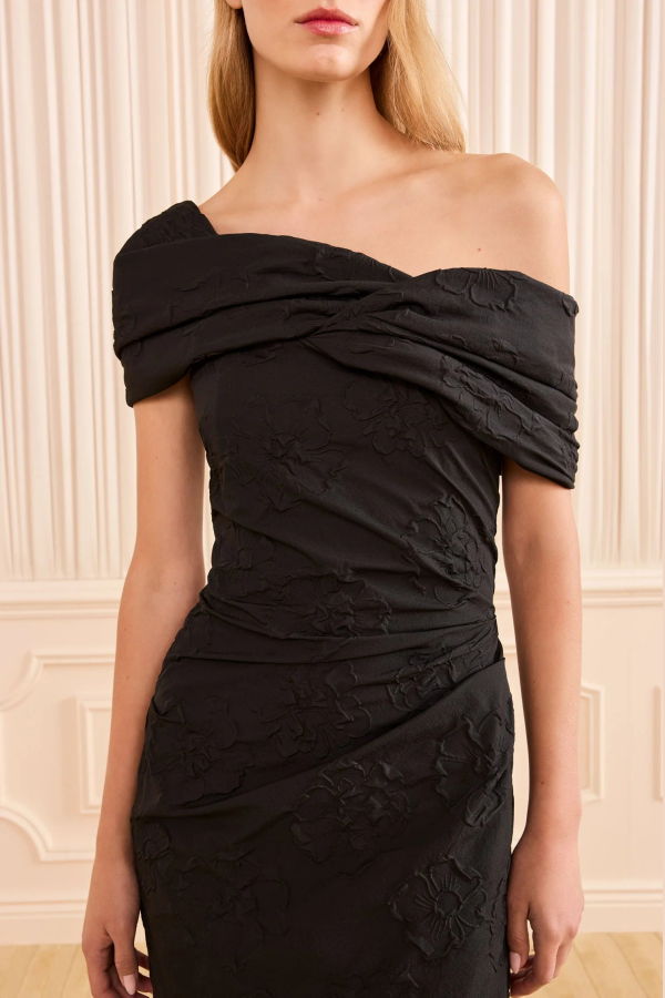 Ulla Johnson Violeta Off-the-Shoulder Cloqué Dress - Noir