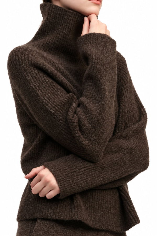 Meg Funnel Neck Ribbed Pullover