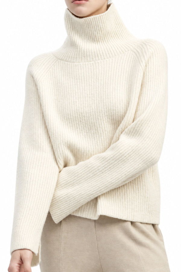 Meg Funnel Neck Ribbed Pullover