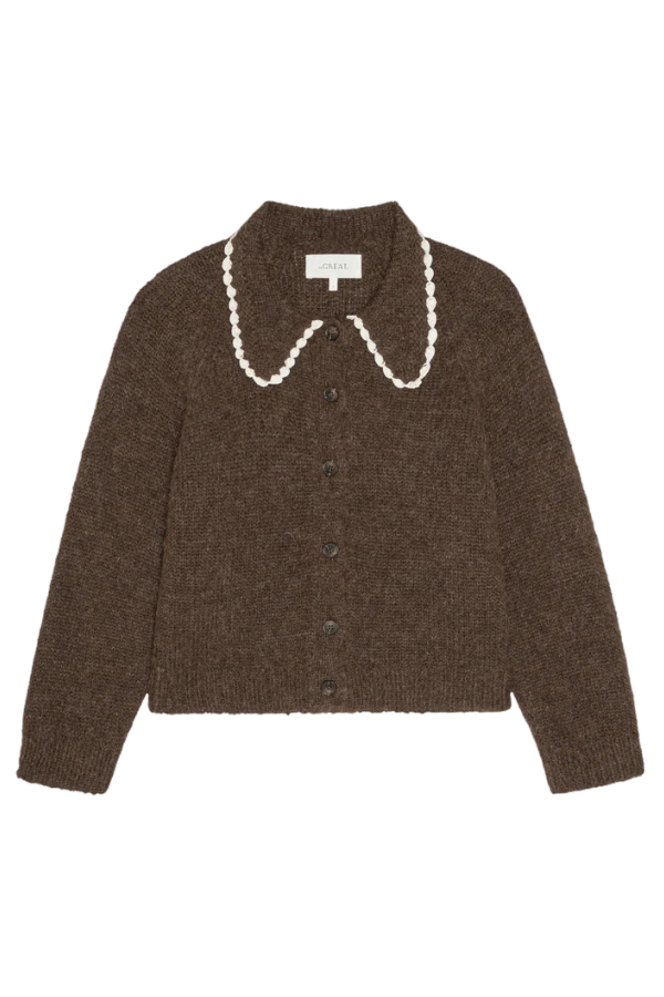 The Great. The Crochet Collar Cardigan