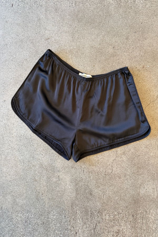 WAVEKELLY Satin Track Short - Black