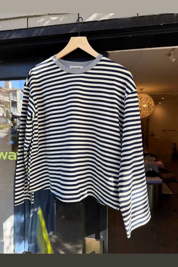 WAVEKELLY Stripe Long Sleeve Easy Tee