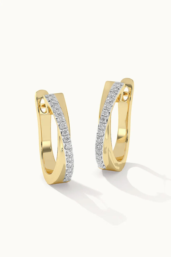 Hyou Criss Cross Diamond Hoops - Gold