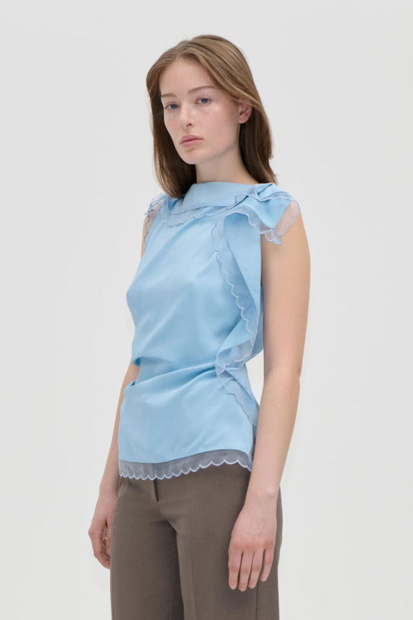 Stine Goya Draped Sleeveless Top - Sky Blue