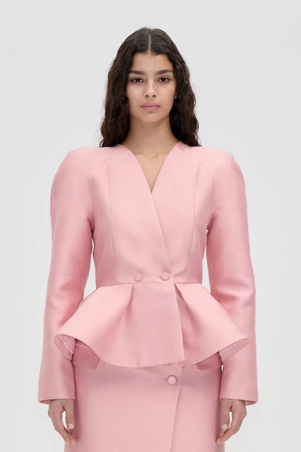 Stine Goya Peplum V-Neck Jacket - Haze Pink