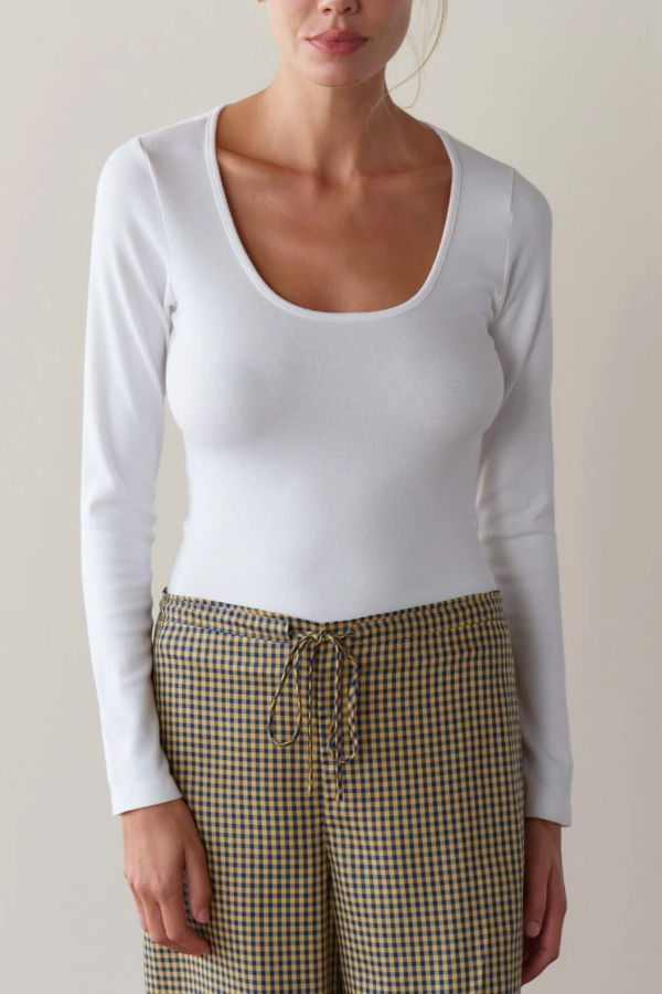 Donni. The Baby Rib Scoop Neck Tee