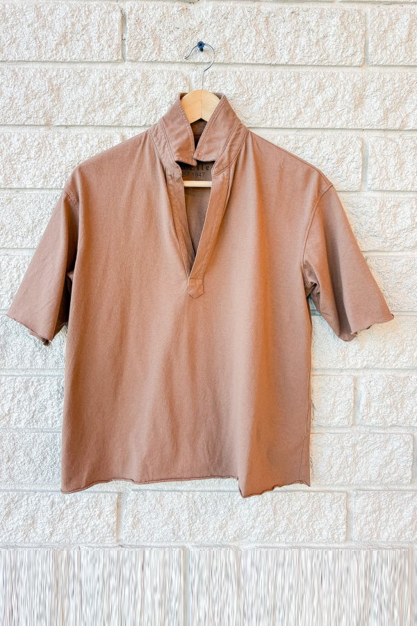 Frank & Eileen Patty Short Sleeve Popover Henley Top - Chai