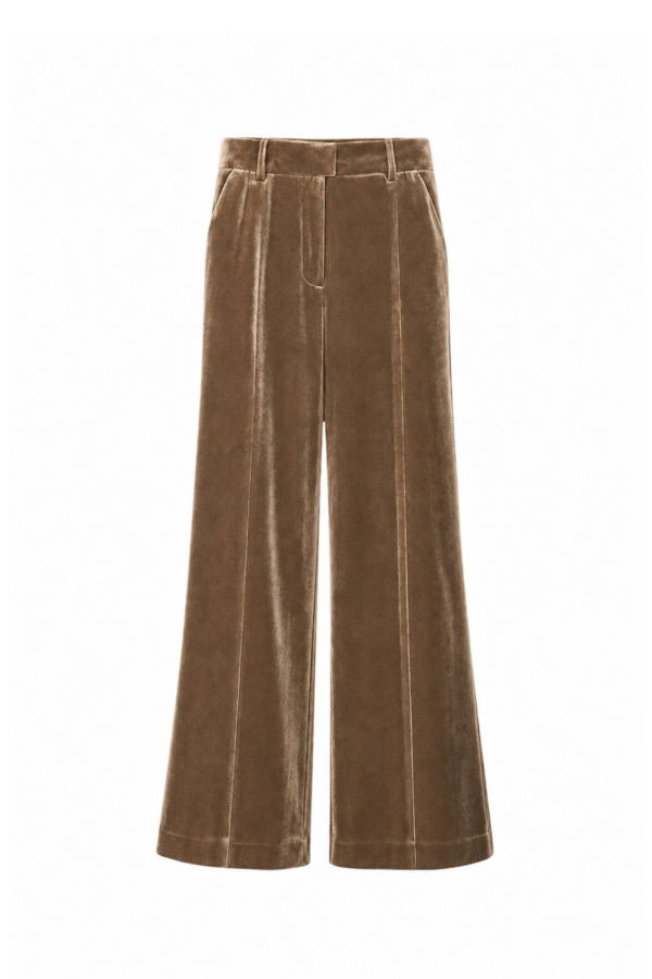 Cartolina Fern Velvet Wide-Leg Pants - Mushroom