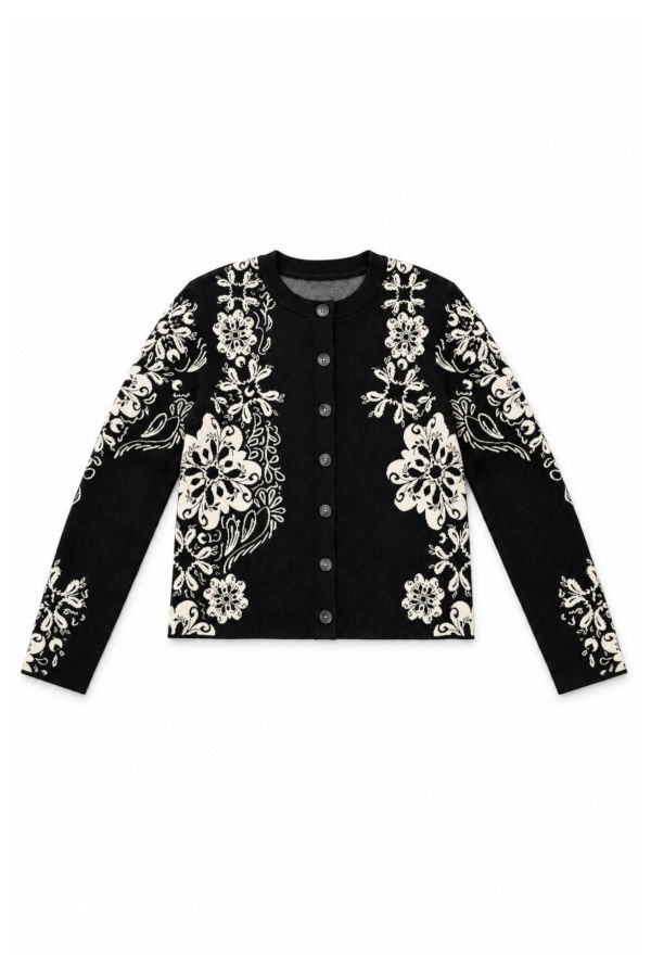 Cartolina Fleur Birdseye Knit Cardigan