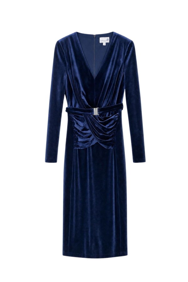 Cartolina Ulla Velvet Midi Dress - Sapphire