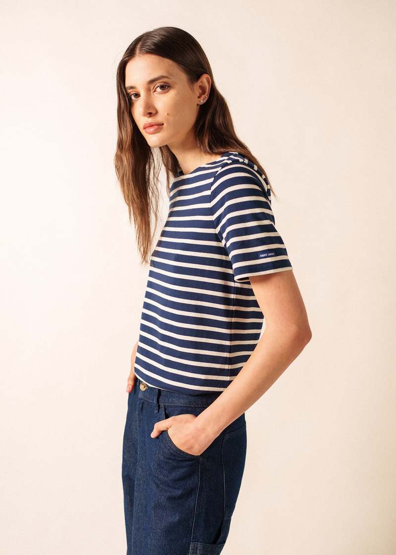 Saint James Levant Modern Breton Shirt - Navy/Ecru