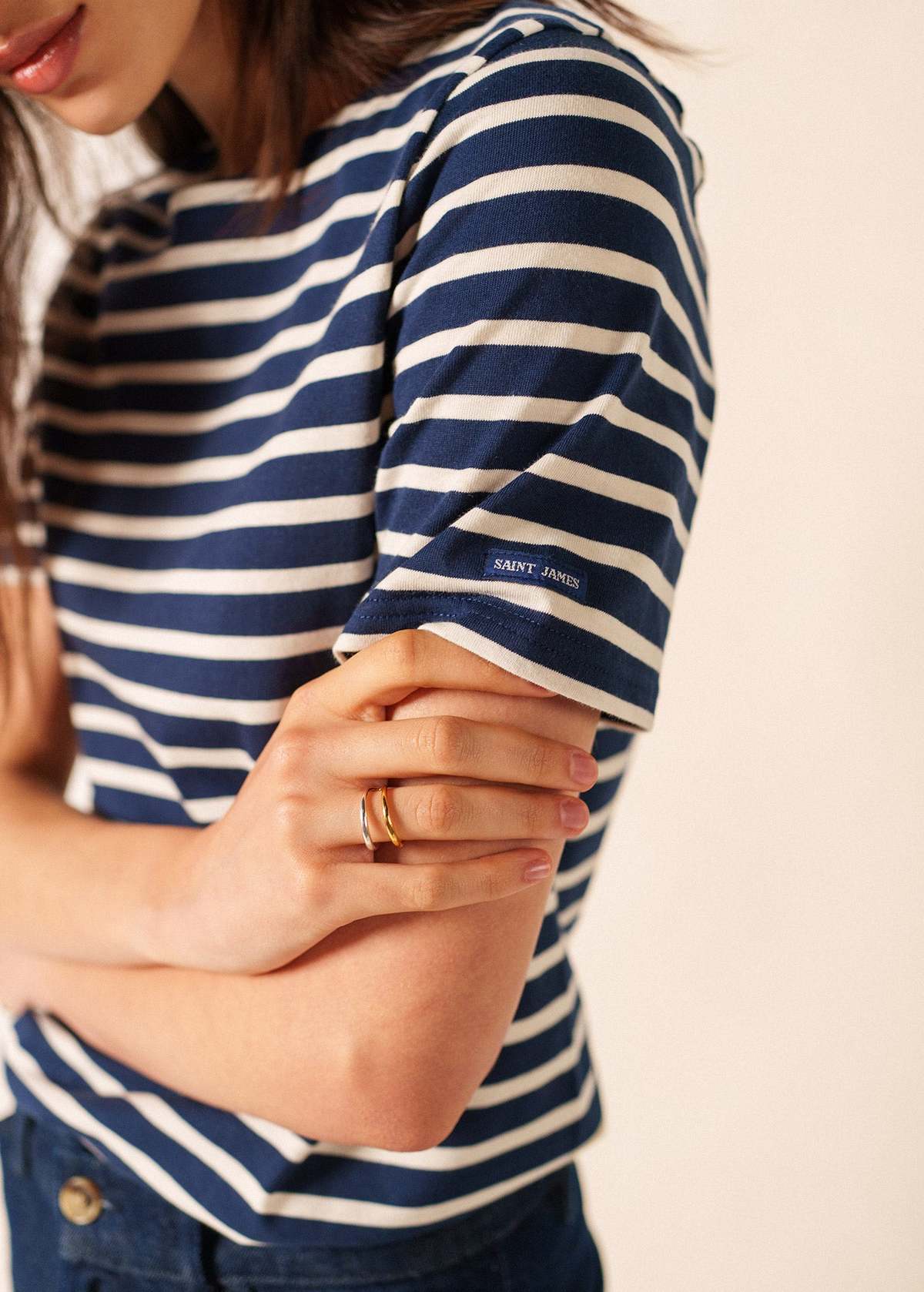 Saint James Levant Modern Breton Shirt - Navy/Ecru - Image 7 of 8