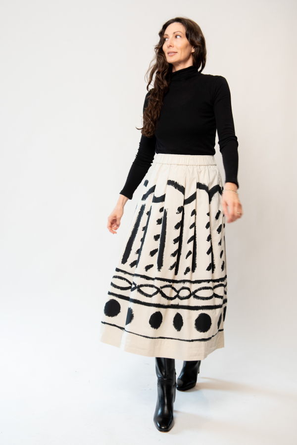 TOAST Harvest Print Cotton Linen Poplin Skirt