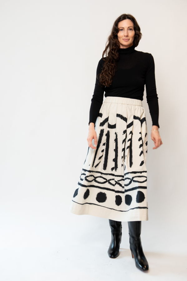 TOAST Harvest Print Cotton Linen Poplin Skirt