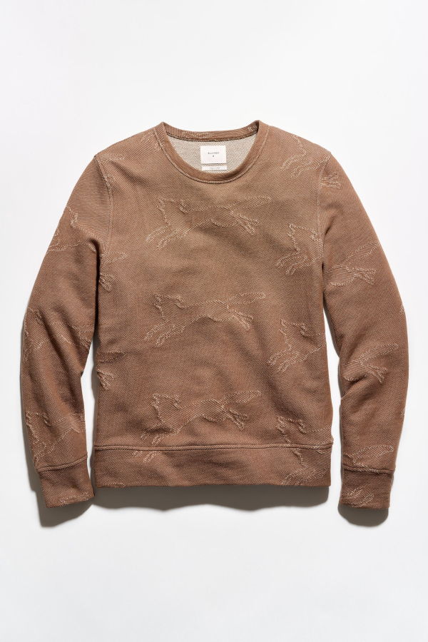 Billy Reid Numajiri Fox Jacquard Sweatshirt - Oak Brown