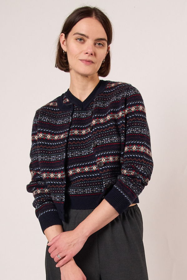 DÔEN Faustine Cardigan - Navy Dashwood Fair Isle