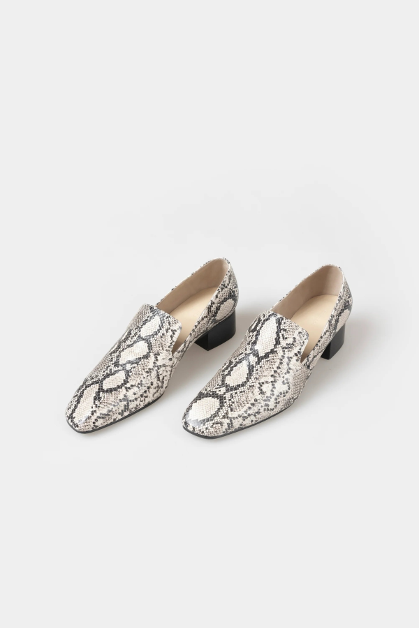 Cordera Snake-Embossed Heeled Loafer