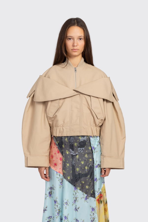 Ganni Double Cotton Bomber - Sand