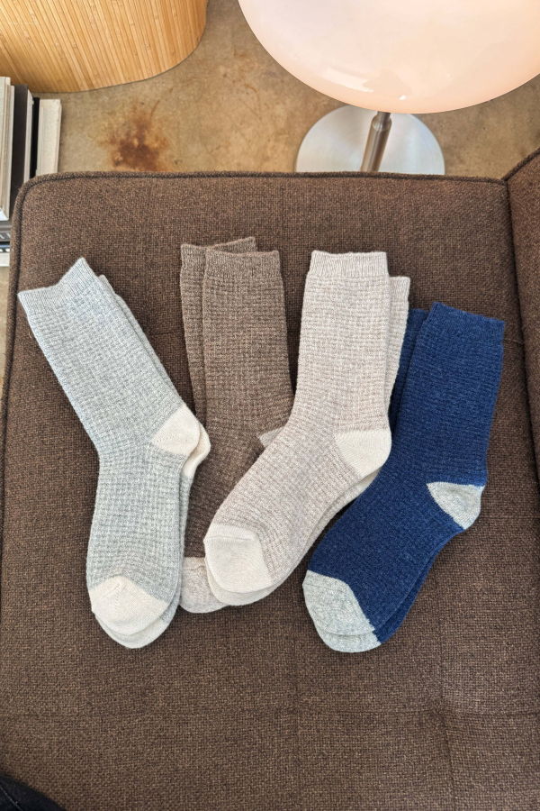 Le Bon Shoppe Wool Waffled Socks - Denim / Stone