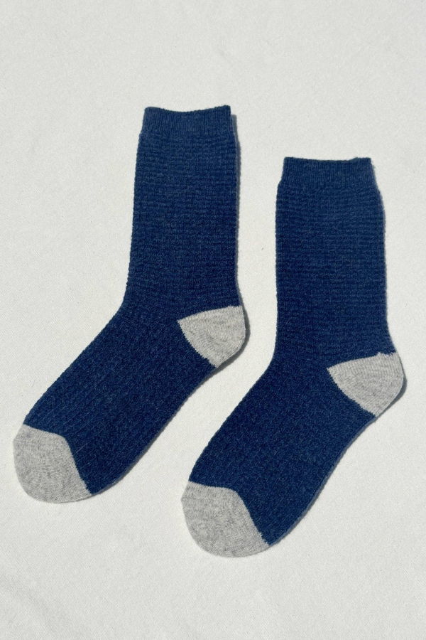 Le Bon Shoppe Wool Waffled Socks - Denim / Stone