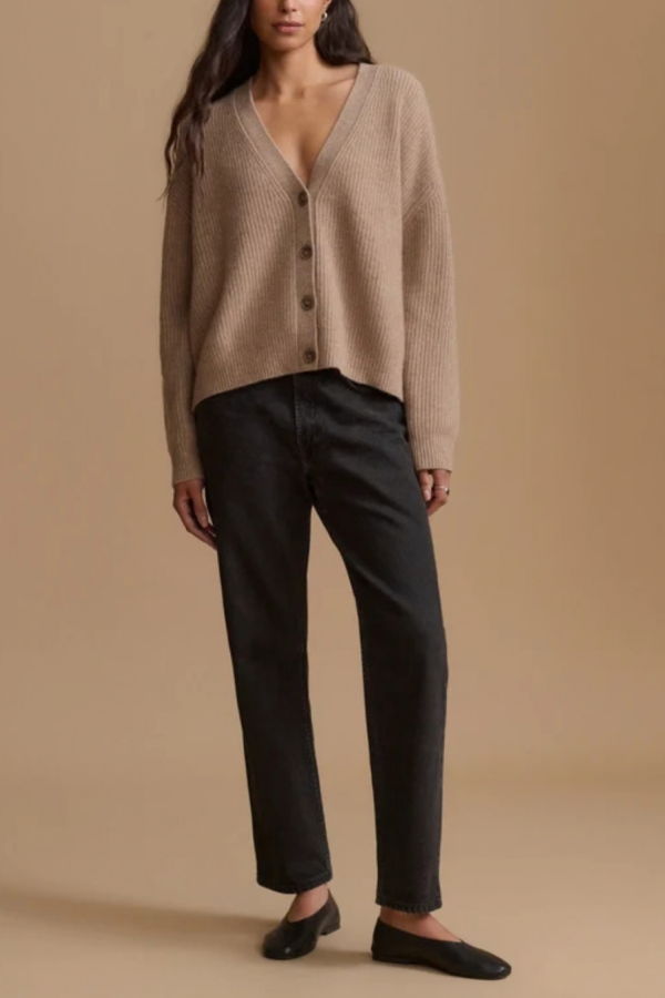 Jenni Kayne Cropped Cashmere Cocoon Cardigan - Undyed Stone