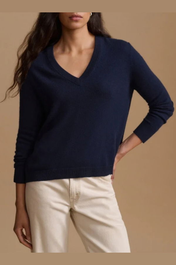 Jenni Kayne Flynn Cashmere V-Neck Sweater - Dark Navy