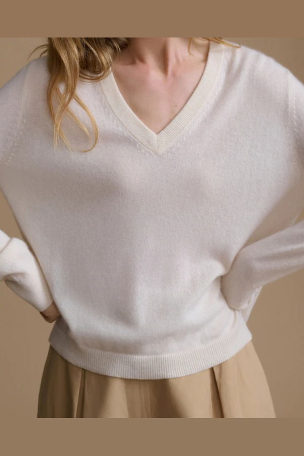 Jenni Kayne Flynn Cashmere V-Neck Sweater - Ivory