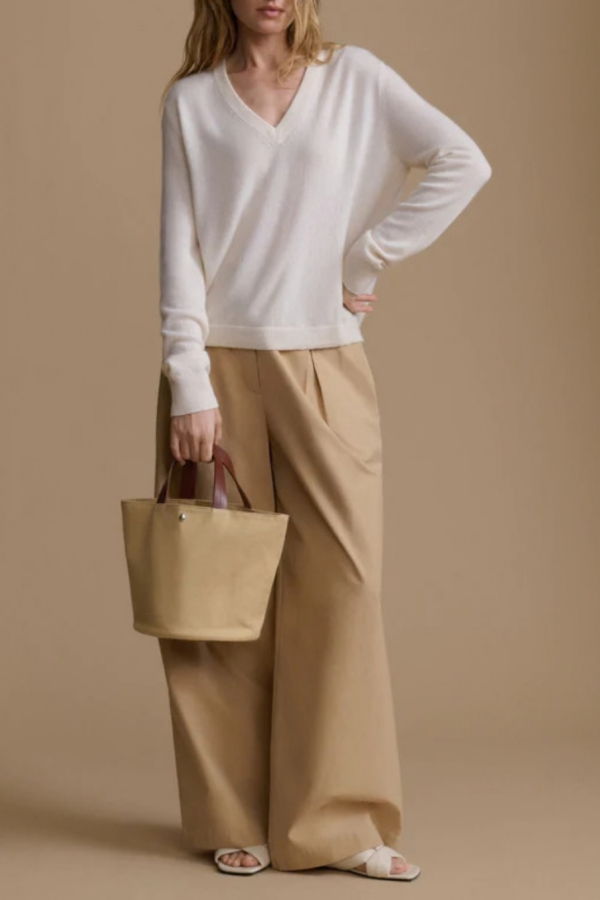 Jenni Kayne Flynn Cashmere V-Neck Sweater - Ivory