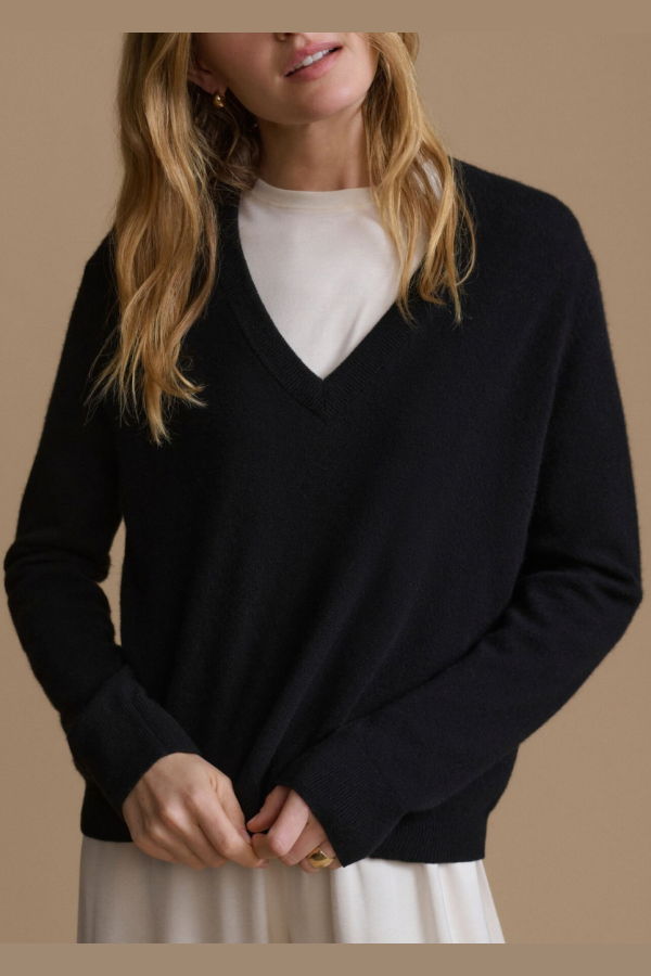 Jenni Kayne Flynn Cashmere V-Neck Sweater - Black