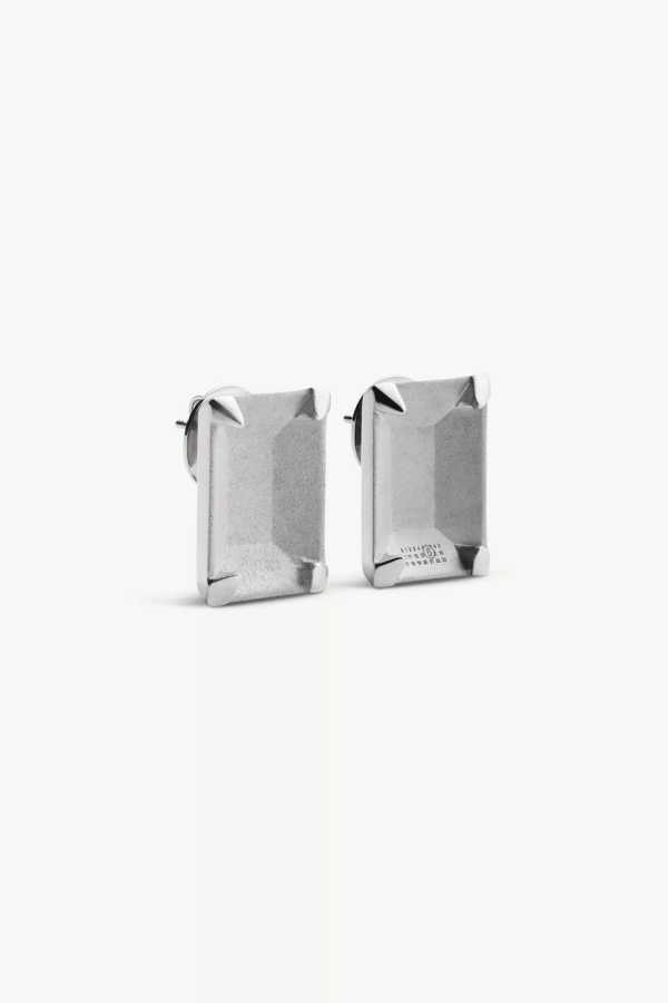 Maison Margiela Unexisting Stone Earrings in Polished Palladio