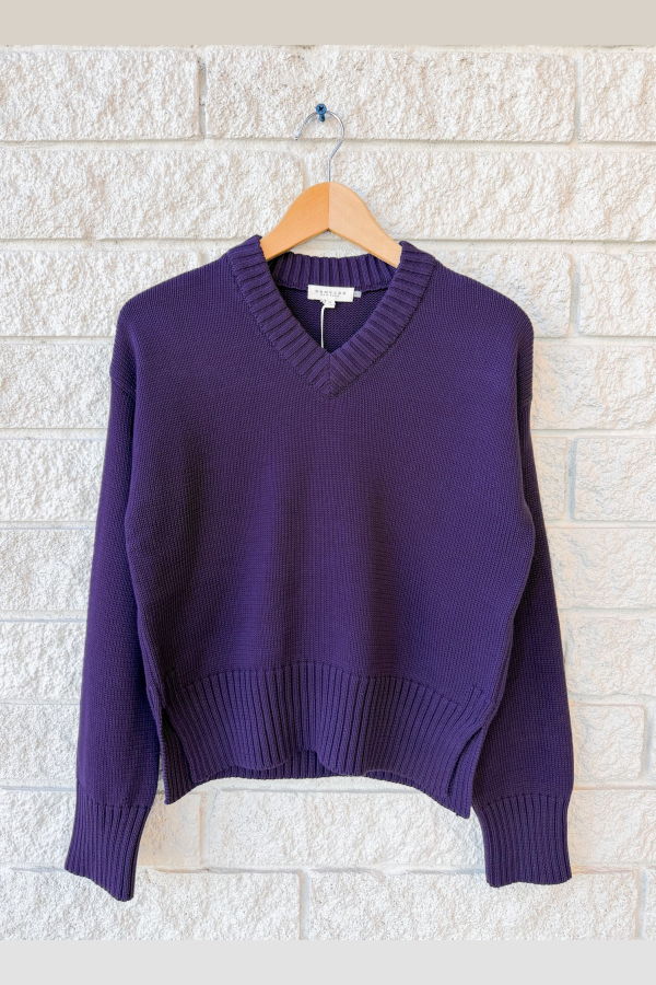 demylee Faris Cotton Sweater - Dark Violet