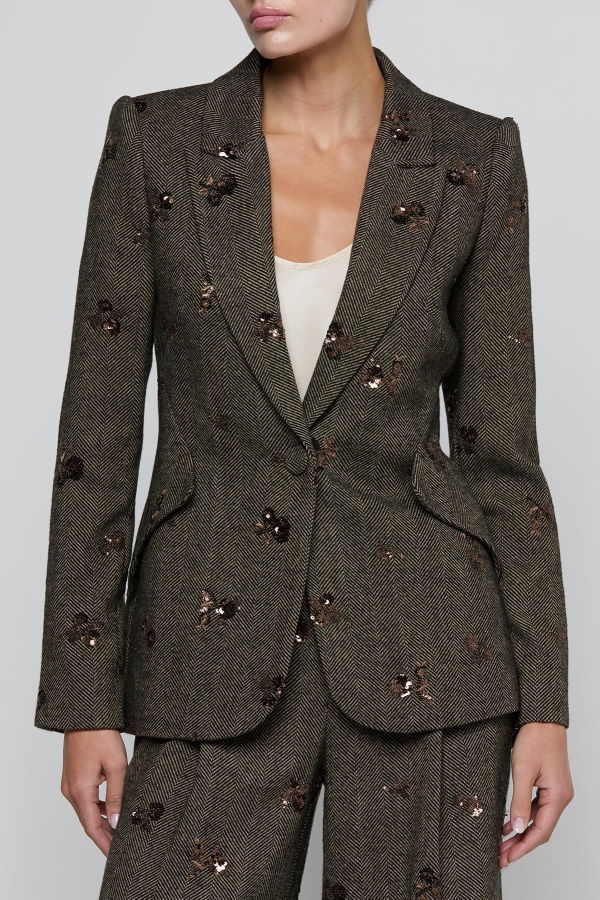 L'agence Chamberlain Flower Sequin Blazer