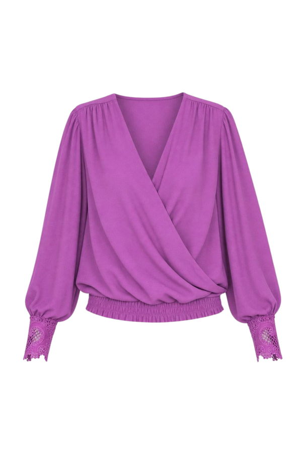 Cartolina Ruby Lace Cuff Top - Orchid Purple