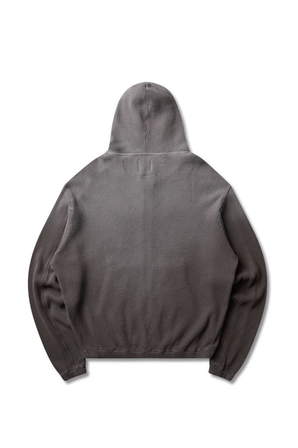ROA Bee Sun Faded Organic Waffle Zip-Up Hoodie - Graphite