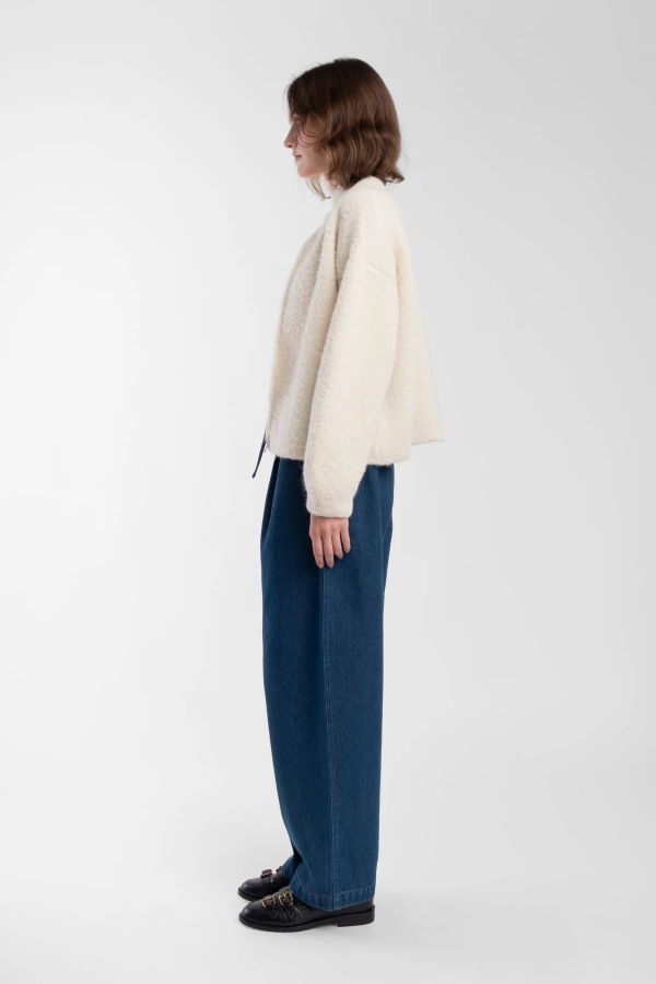 Micaela Greg Bouclé Zip Cardigan - Cream
