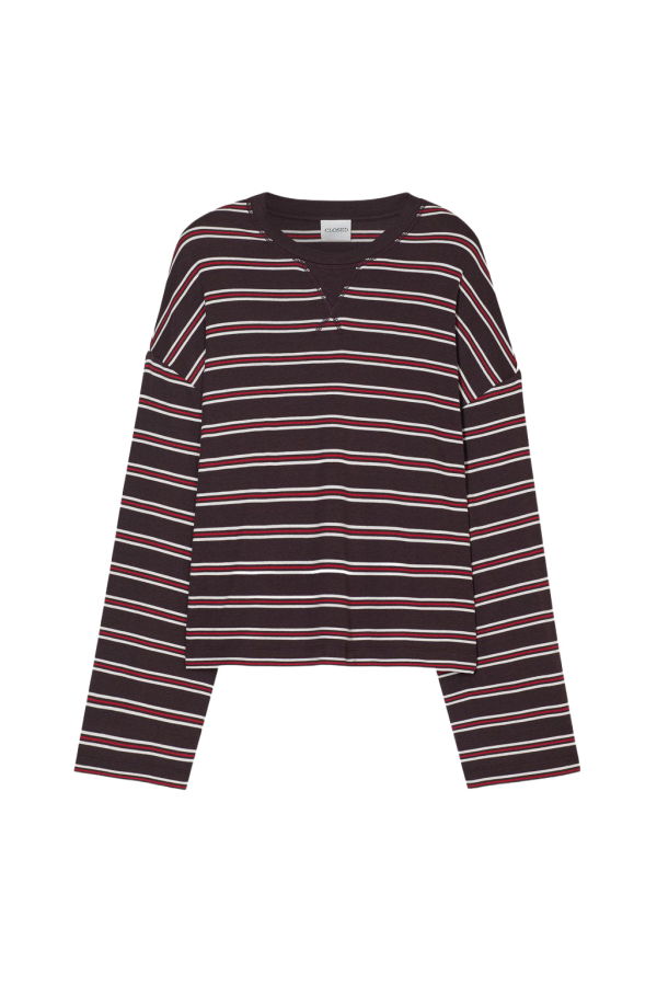 Closed Striped Long Sleeve Top