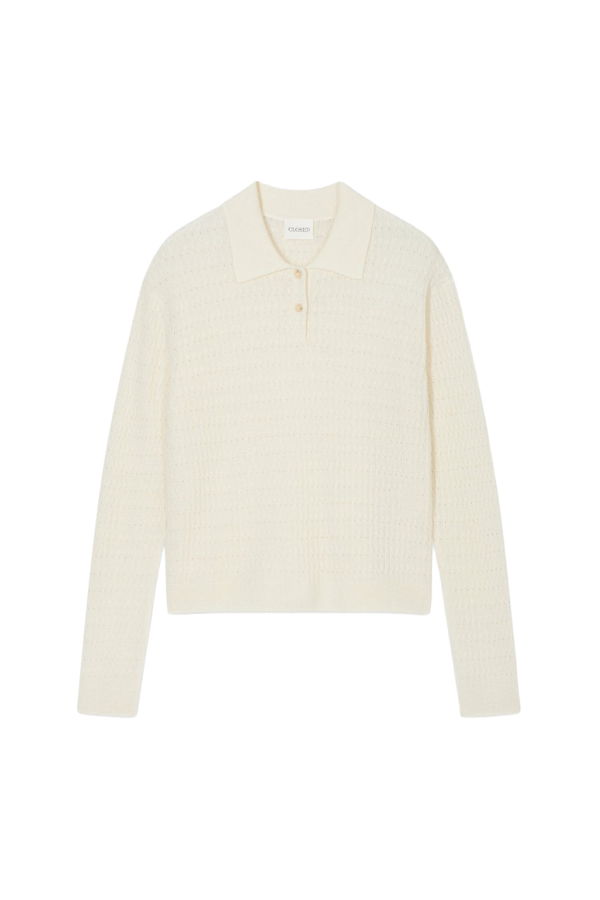Closed Wool Blend Polo Knit: Ivory