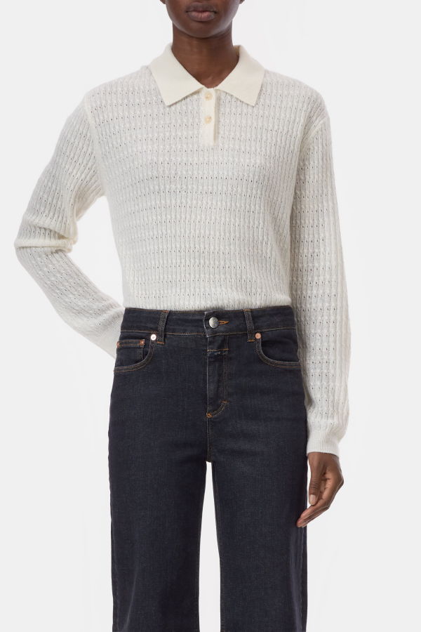 Closed Wool Blend Polo Knit: Ivory