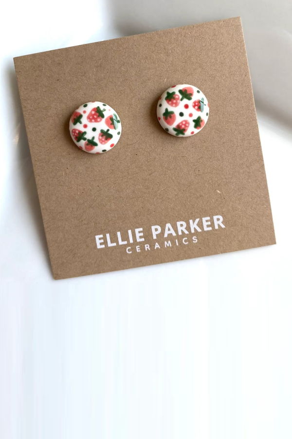 ELLIE PARKER CERAMICS Jardinier D'Été Strawberry Earrings