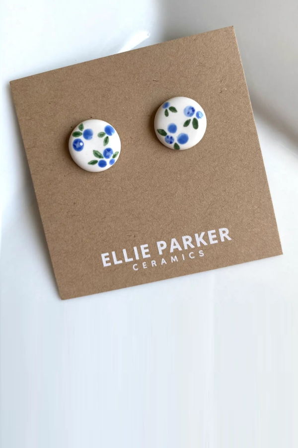 ELLIE PARKER CERAMICS Jardinier d'Été Bleuet Earrings
