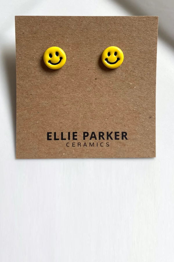 ELLIE PARKER CERAMICS Smiling Face Stud Earrings