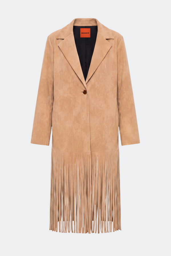 Simon Miller Vero Vegan Leather Fringe Coat - Sand