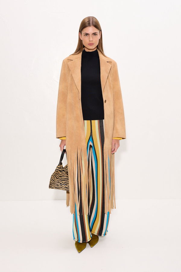 Simon Miller Vero Vegan Leather Fringe Coat - Sand
