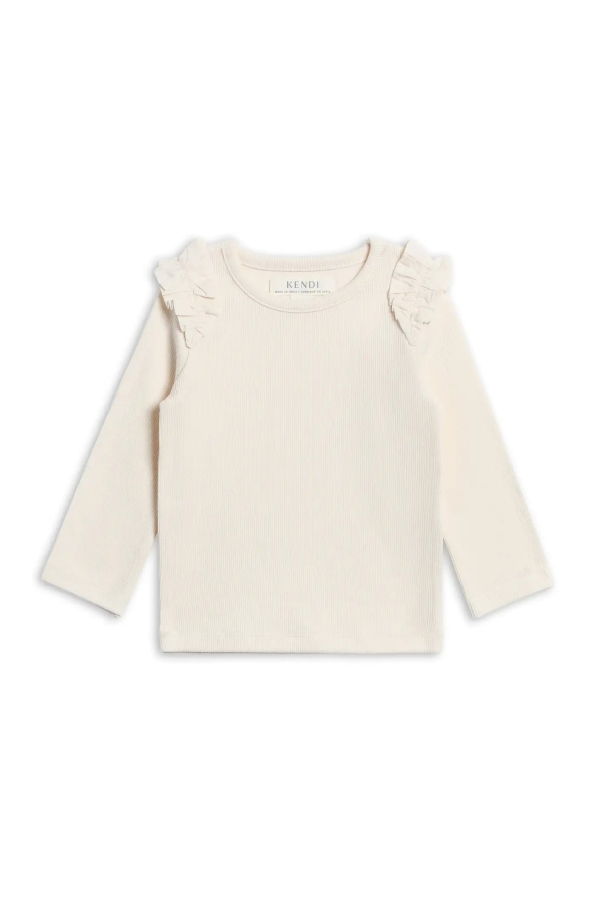 KIDS colored organics Blaire Ribbed Ruffle Long Sleeve Top