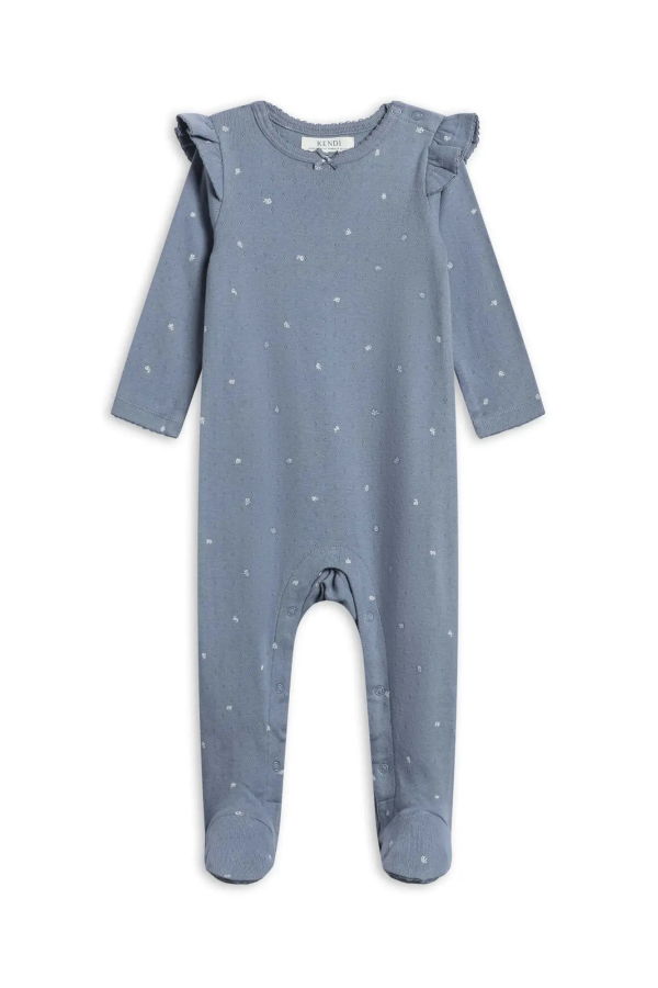 KIDS colored organics Lucille Pointelle Ruffle Footed Romper