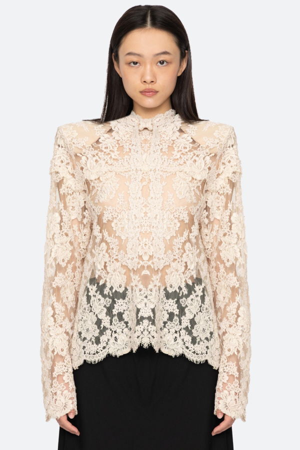 Sea NY Kirra Lace Tie-Neck Top