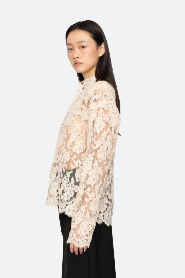 Sea NY Kirra Lace Tie-Neck Top